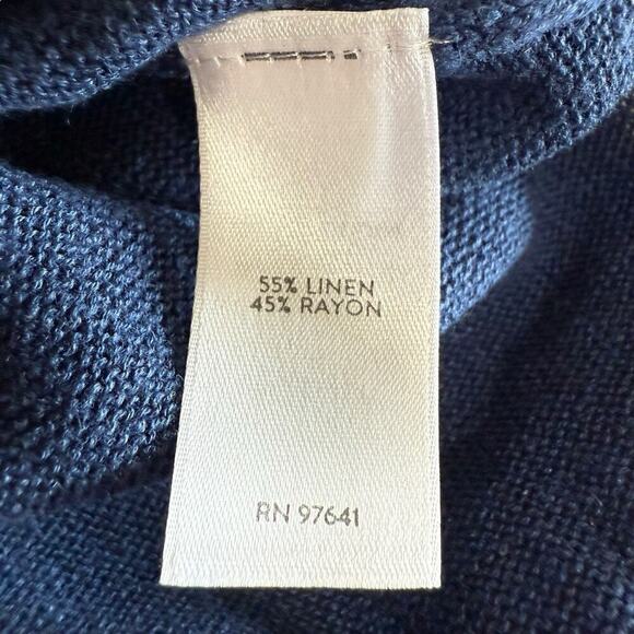 J. Jill Linen Blend Tunic Sweater Dress Blue S/S 2XL Coastal Quiet Luxury Preppy - Picture 10 of 11